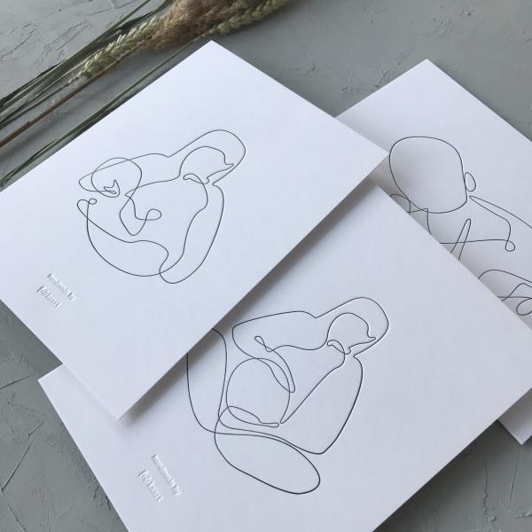 Kaart poster one-line illustratie 'mama met baby'