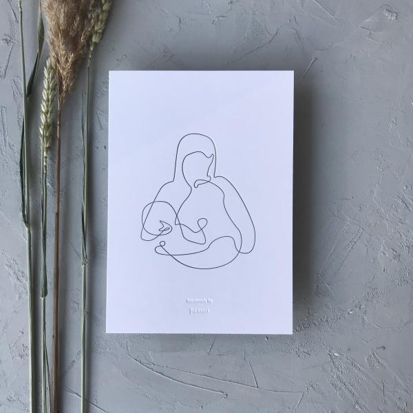 Kaart poster one-line illustratie 'mama met baby'