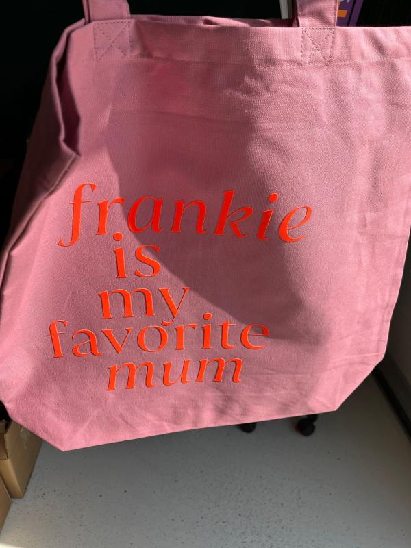 Grote katoenen shopper tas met felgekleurde opdruk